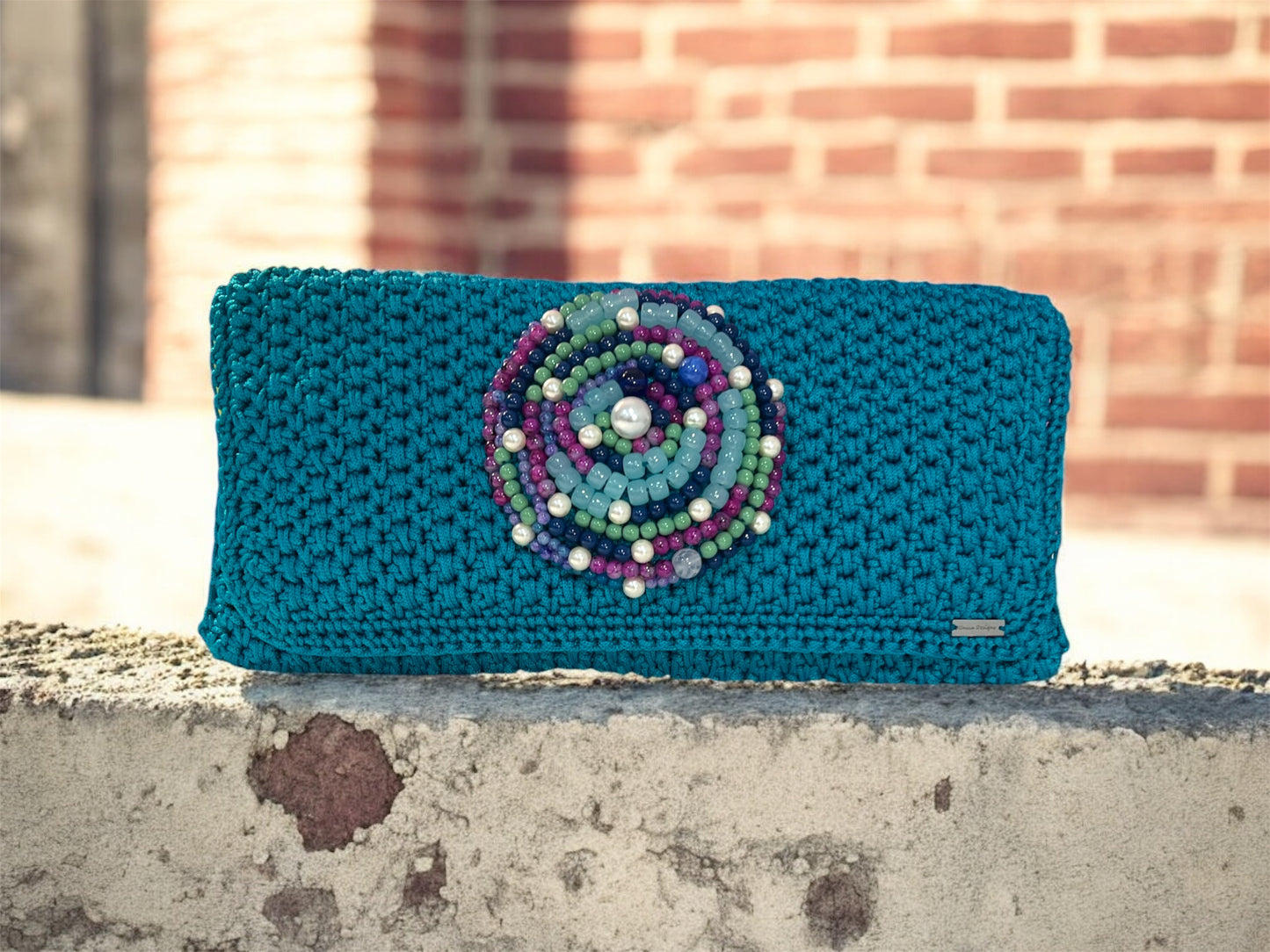 Turquoise Embellished Clutch