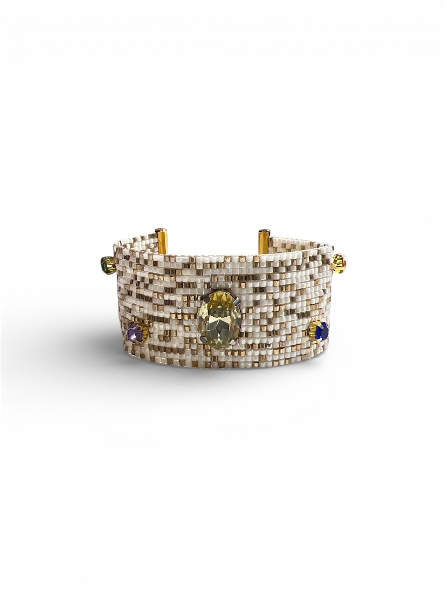 White Mosaic Cuff Bracelet