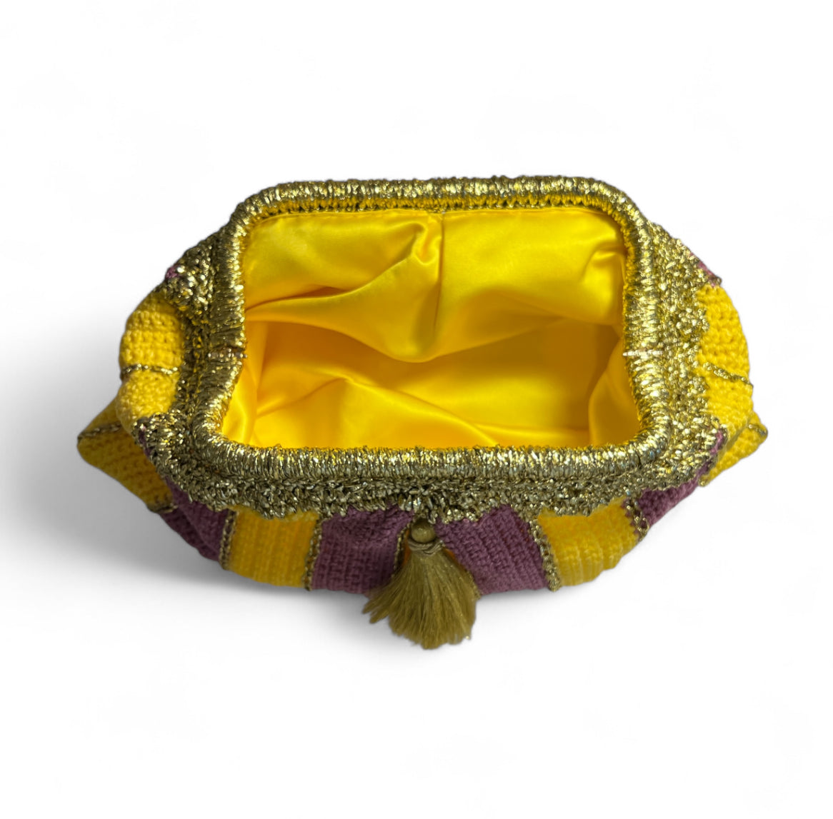 Crochet stripe clutch