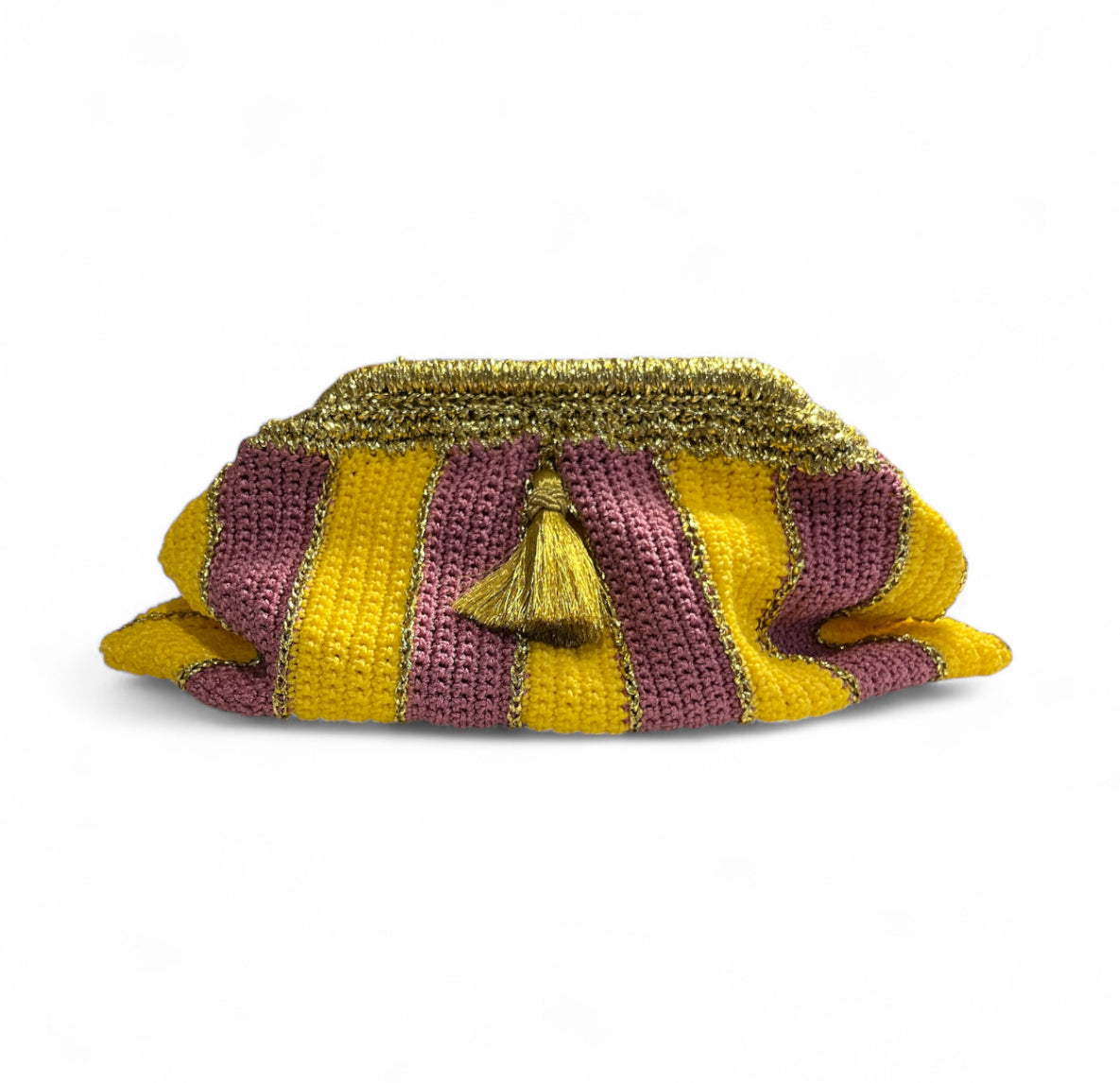 Crochet stripe clutch