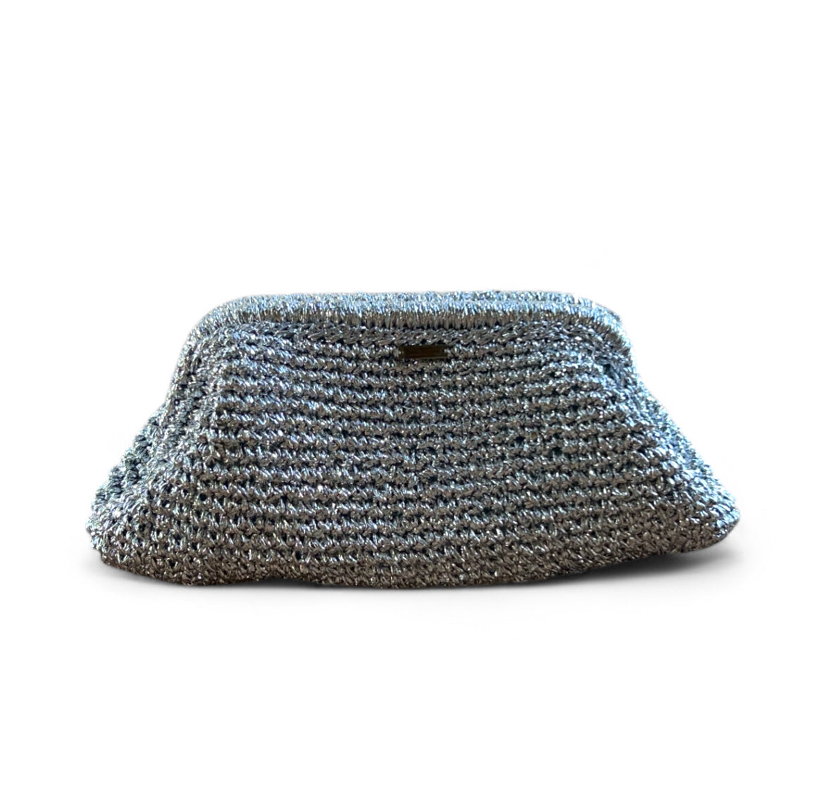 Silver Metallic Crochet Clutch
