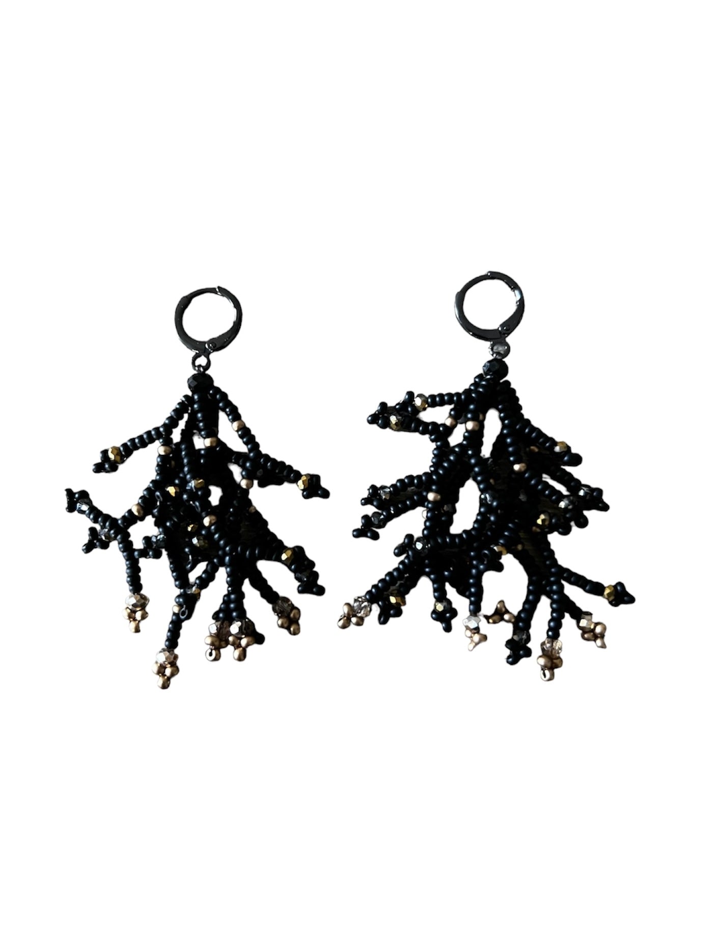 Black and gold branch earrings