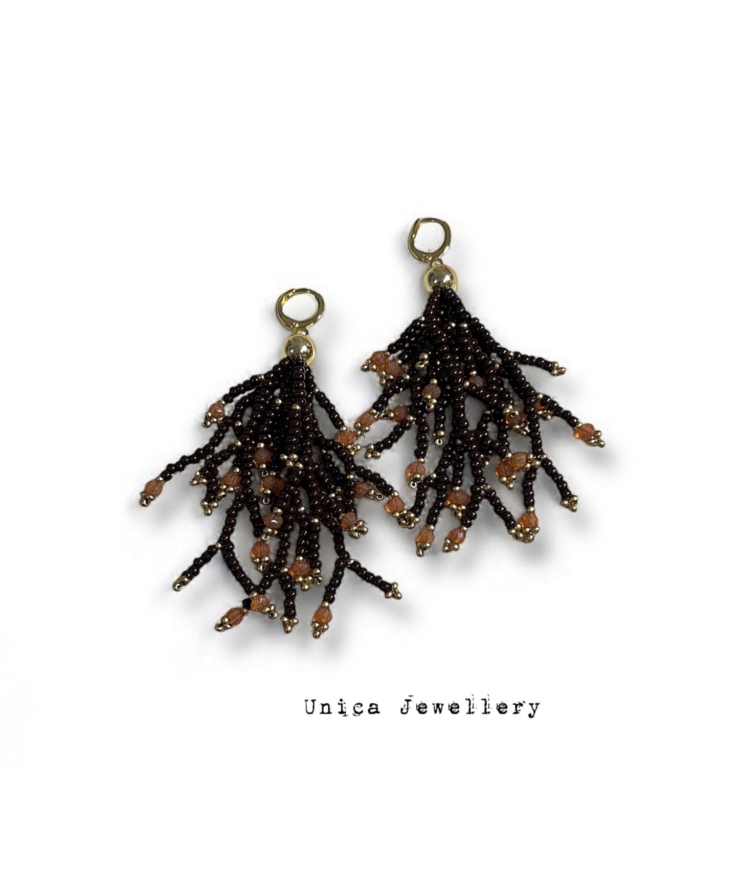 Brown fringe earrings