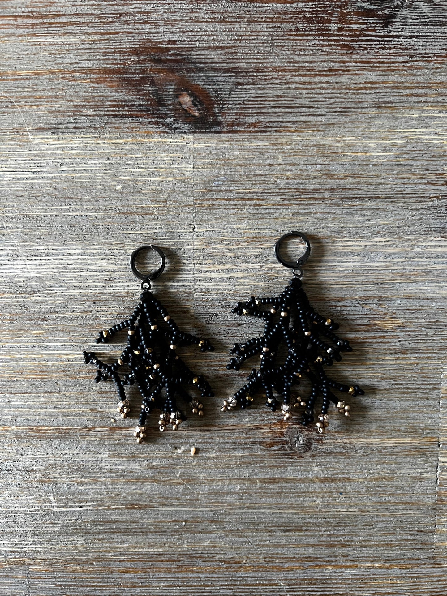 Black and gold branch earrings