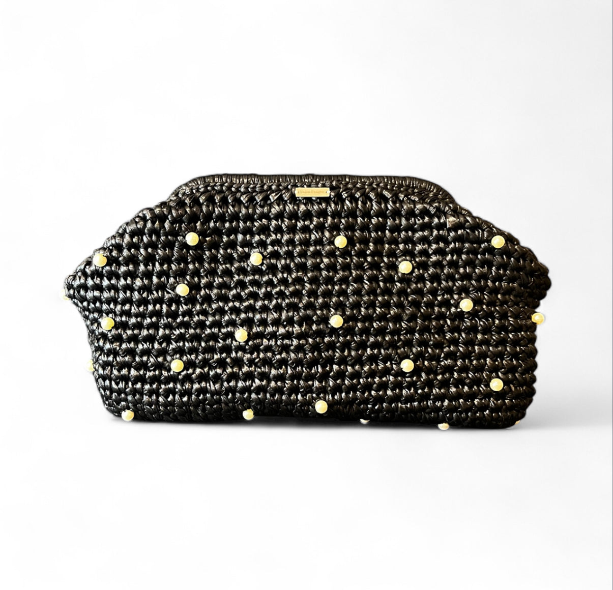 Handmade black&pearl clutch
