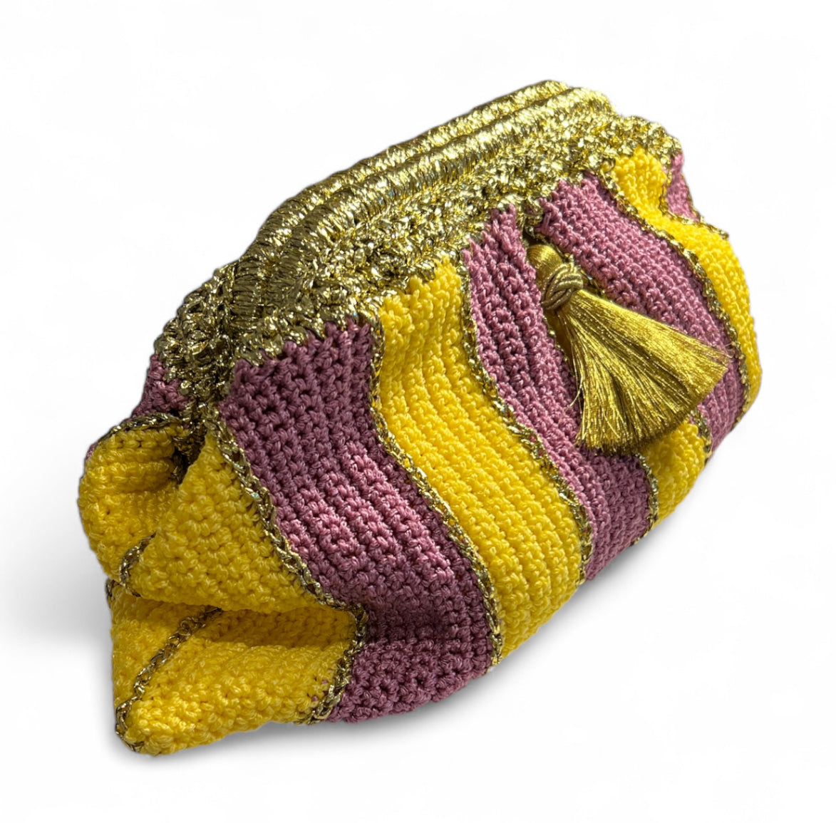 Crochet stripe clutch