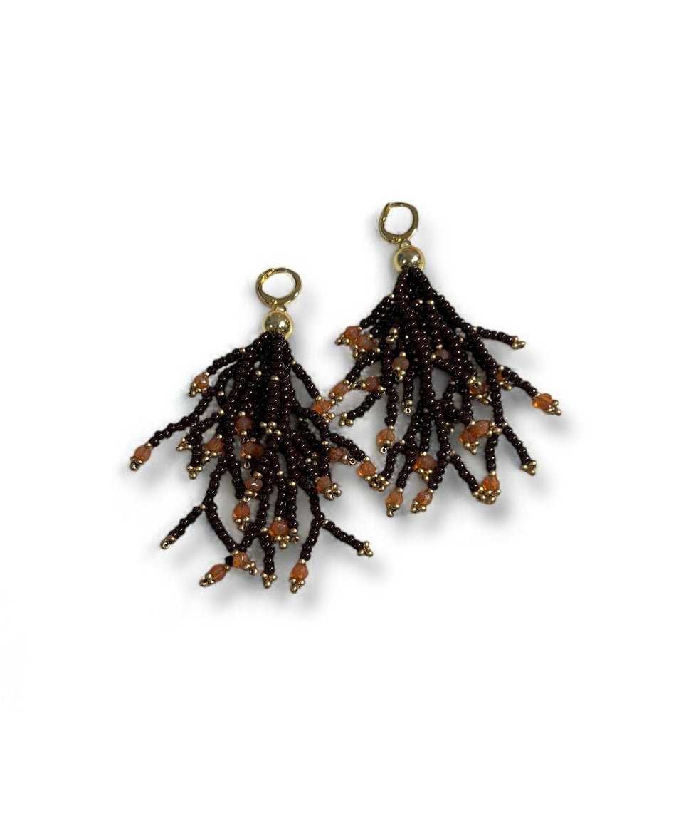 Brown fringe earrings