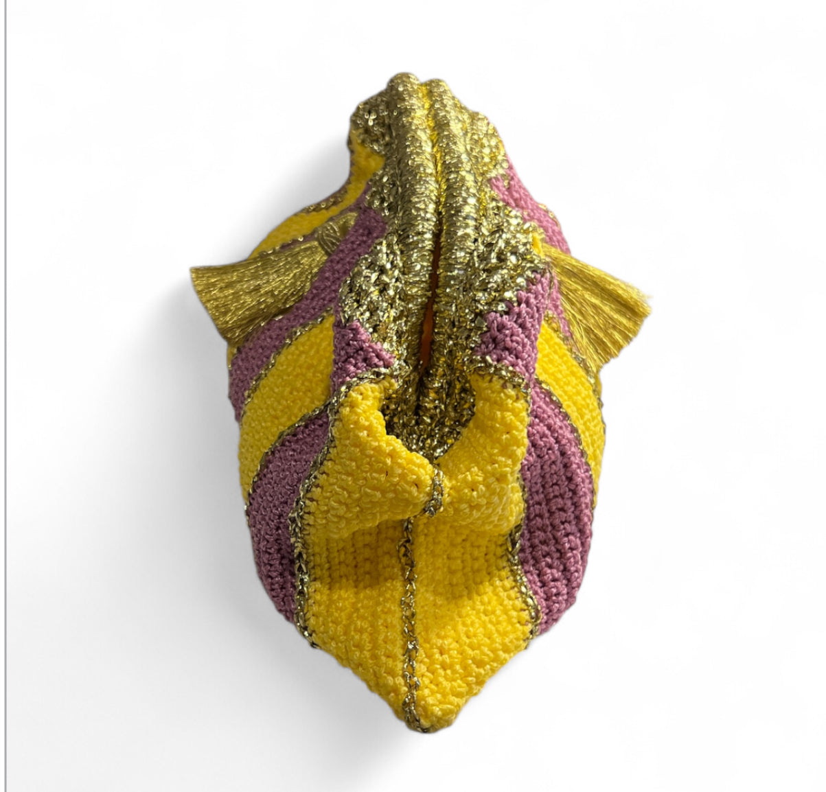 Crochet stripe clutch