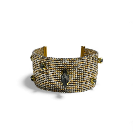 Silver & Gold Mosaic Cuff Bracelet
