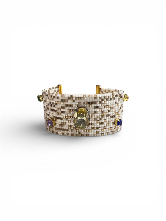 White Mosaic Cuff Bracelet